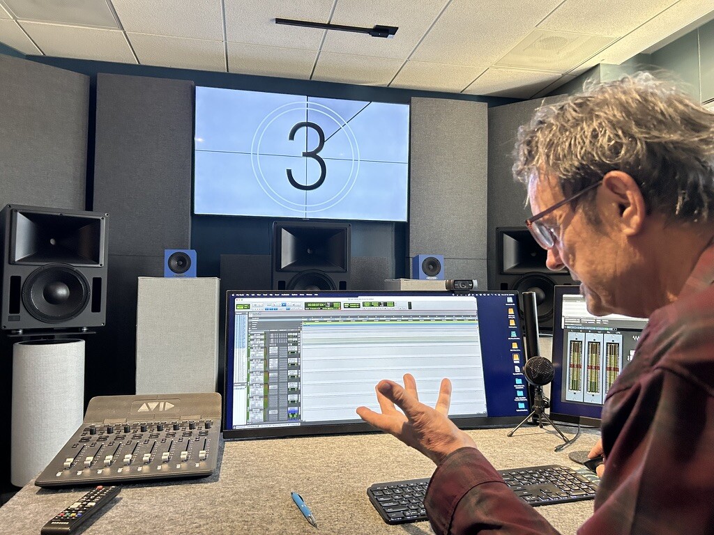 Sound editor Dan Olmsted working in the studio