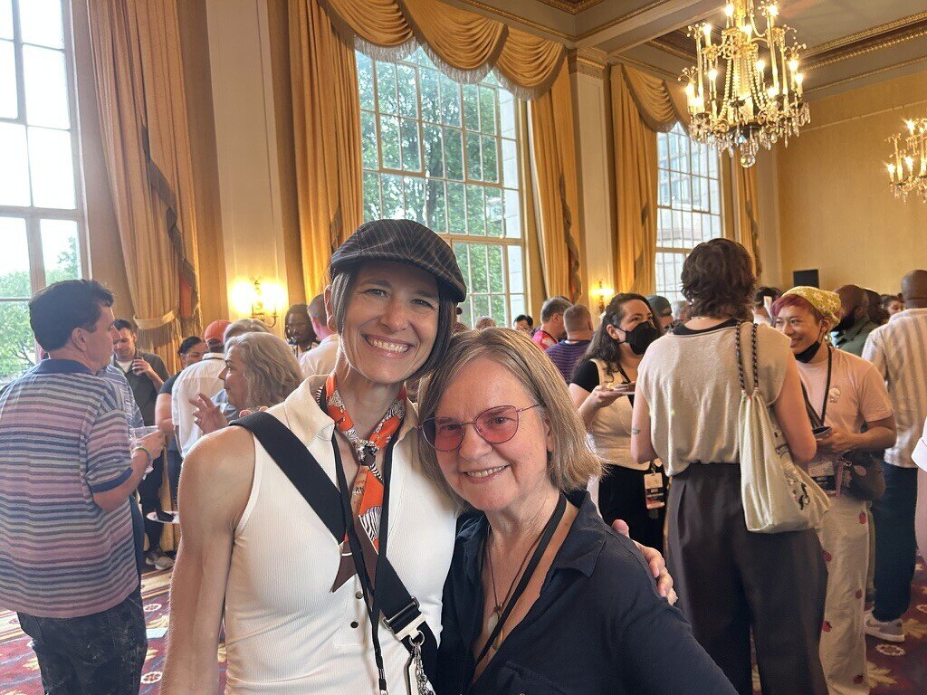 Katia Noyes with a friend in a beret at OutSouth Queer Film Festival